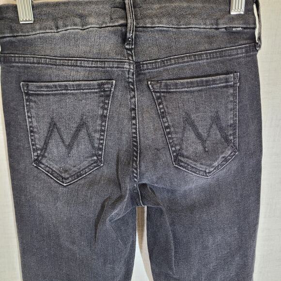 Mother The Looker Jeans Womens 24 Black Dark Wash Cat Got Your Tongue Denim - Picture 8 of 14